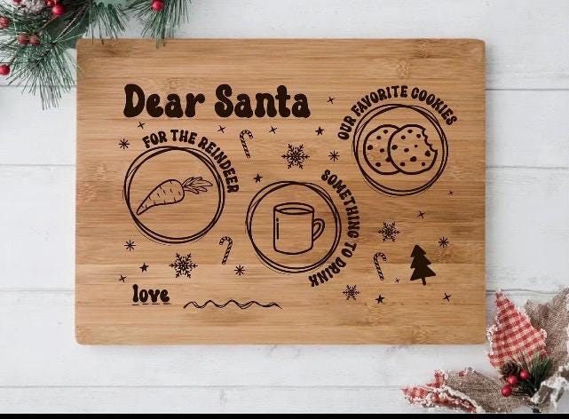 Personalized laser engraved bamboo Santa and Reindeer treat tray!