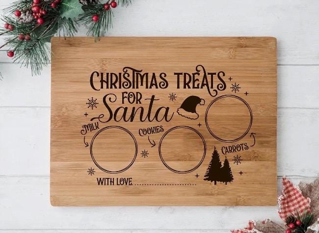 Personalized laser engraved bamboo Santa and Reindeer treat tray!