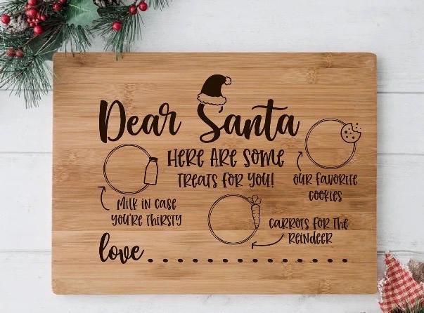 Personalized laser engraved bamboo Santa and Reindeer treat tray!